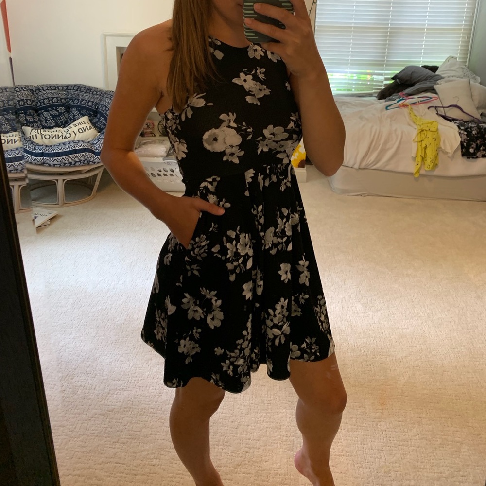 Black and white/light purple dress